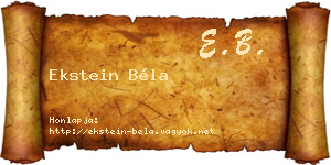 Ekstein Béla névjegykártya